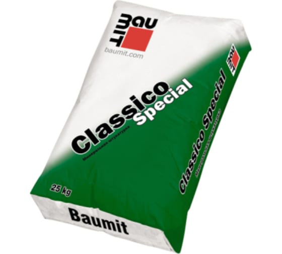 Минеральная штукатурка Baumit Classico Special R 2.0, короед, белая, 25кг